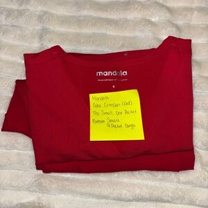 Mandala Crimson V-Neck Scrub Top